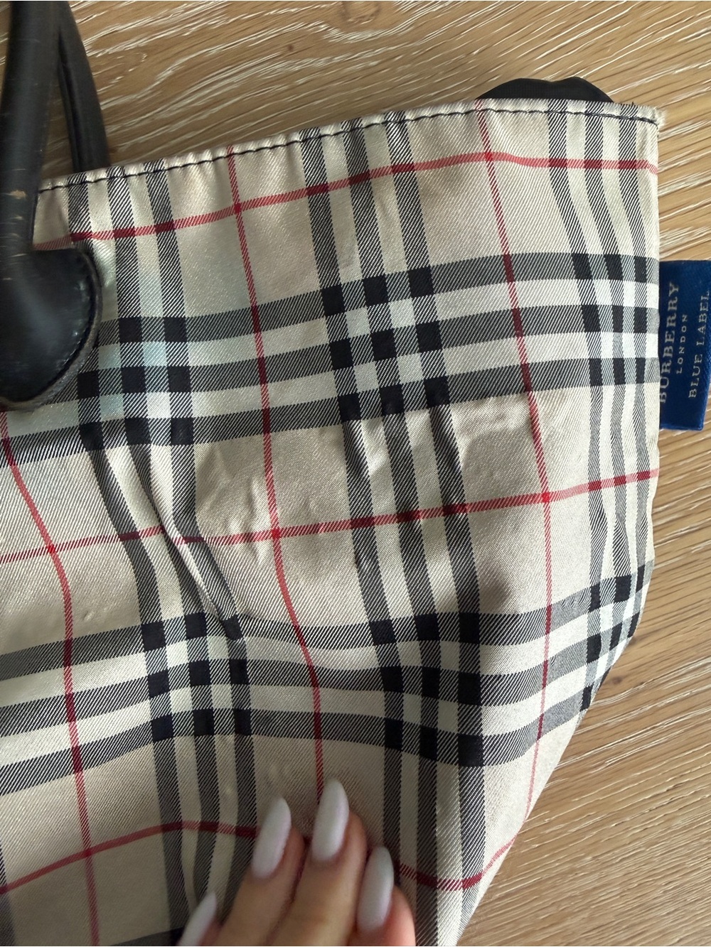 Burberry London Blue Label Nova Check Tote Bag Beige Plaid Shoulder Bag - Picture 9 of 11